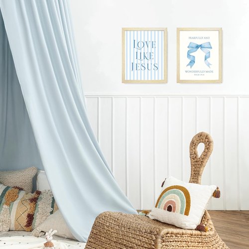 LARTSFRO Coquette Blue Bow Wall Art Decor - Inspirational Bible Verses | Set of 4, 10x8 Inch Pictures for Teen Girls' Rooms