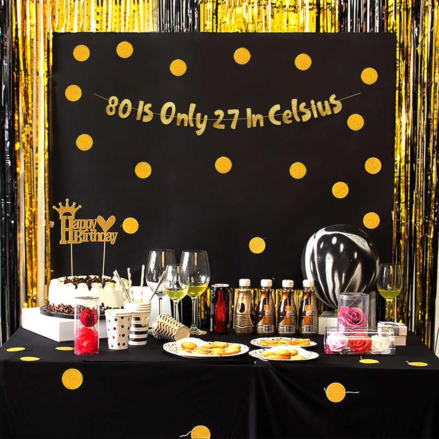 Pre-Strung 80 Gold Glitter Banner | 80th Birthday Decorations for Men & Women - Perfect Party Supplies