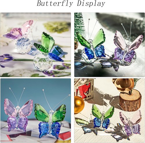 H&D Hyaline & Dora Handmade K9 Crystal Butterfly Figurines - Elegant Glass Decor for Home & Weddings