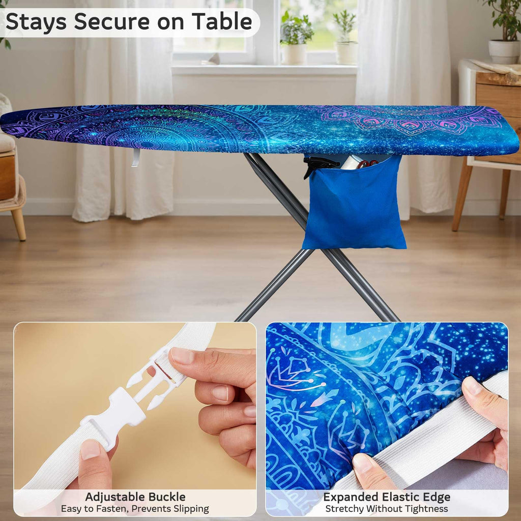 FIOBEE Ironing Board Cover and Pad Extra Thick Iron Board Pad with Heat-Resistant Mesh Padded Iron Board Covers Adjustable Buckle & Elastic Edges for 15x54 Standard Size (Ironing Board Not Included)