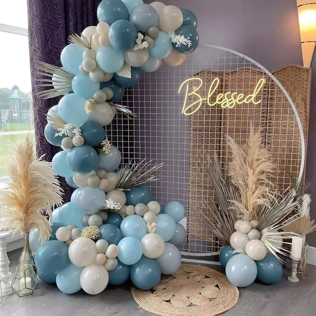 PartyWoo Dusty Blue Balloons - 140-Piece Boho Balloon Arch Kit for Baby Showers & Graduations | 5-12 Inch Sizes