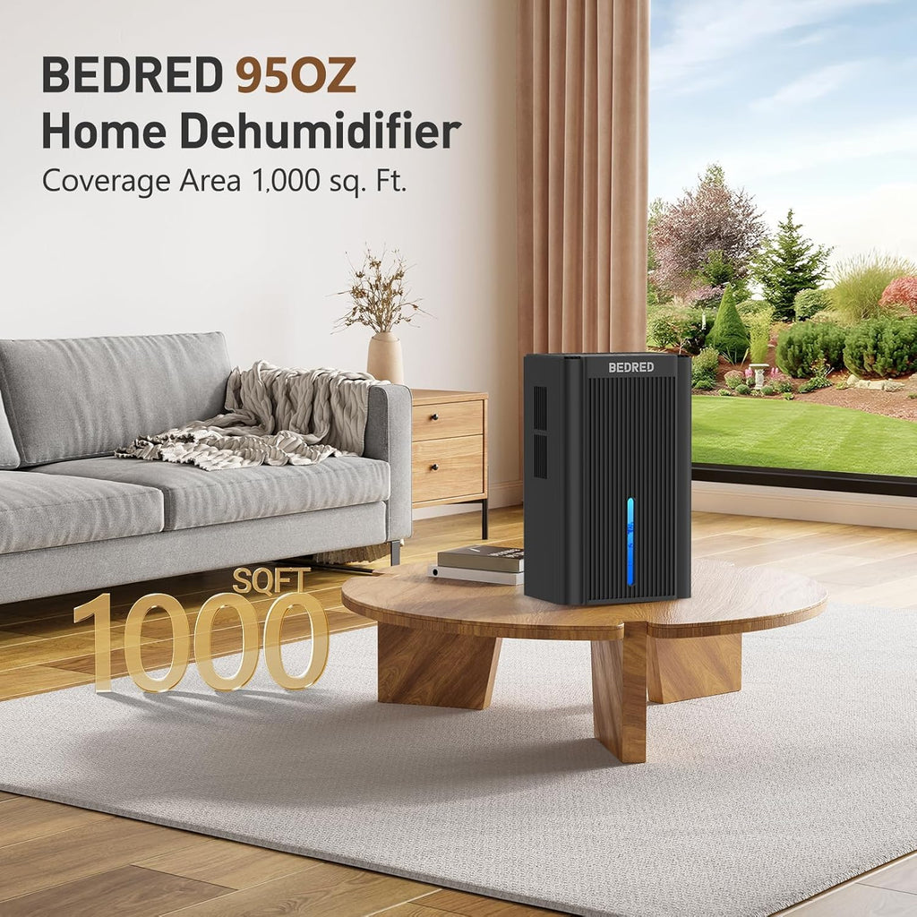 Skiennix Dehumidifier - 95 Oz Capacity for 1000 Sq. Ft. | Quiet Operation with Auto Shut Off & 7 Color Ambient Light (Black)