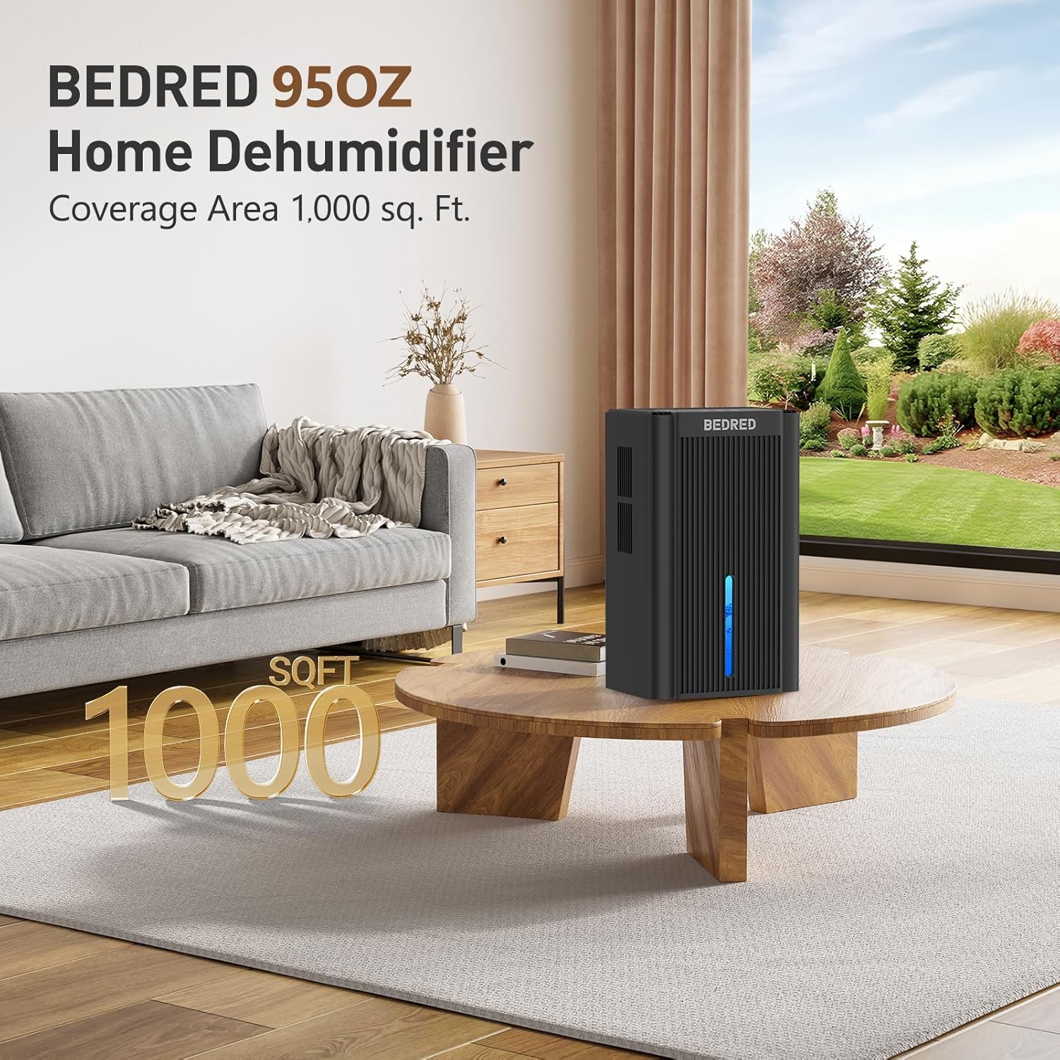 Skiennix Dehumidifier - 95 Oz Capacity for 1000 Sq. Ft. | Quiet Operation with Auto Shut Off & 7 Color Ambient Light (Black)