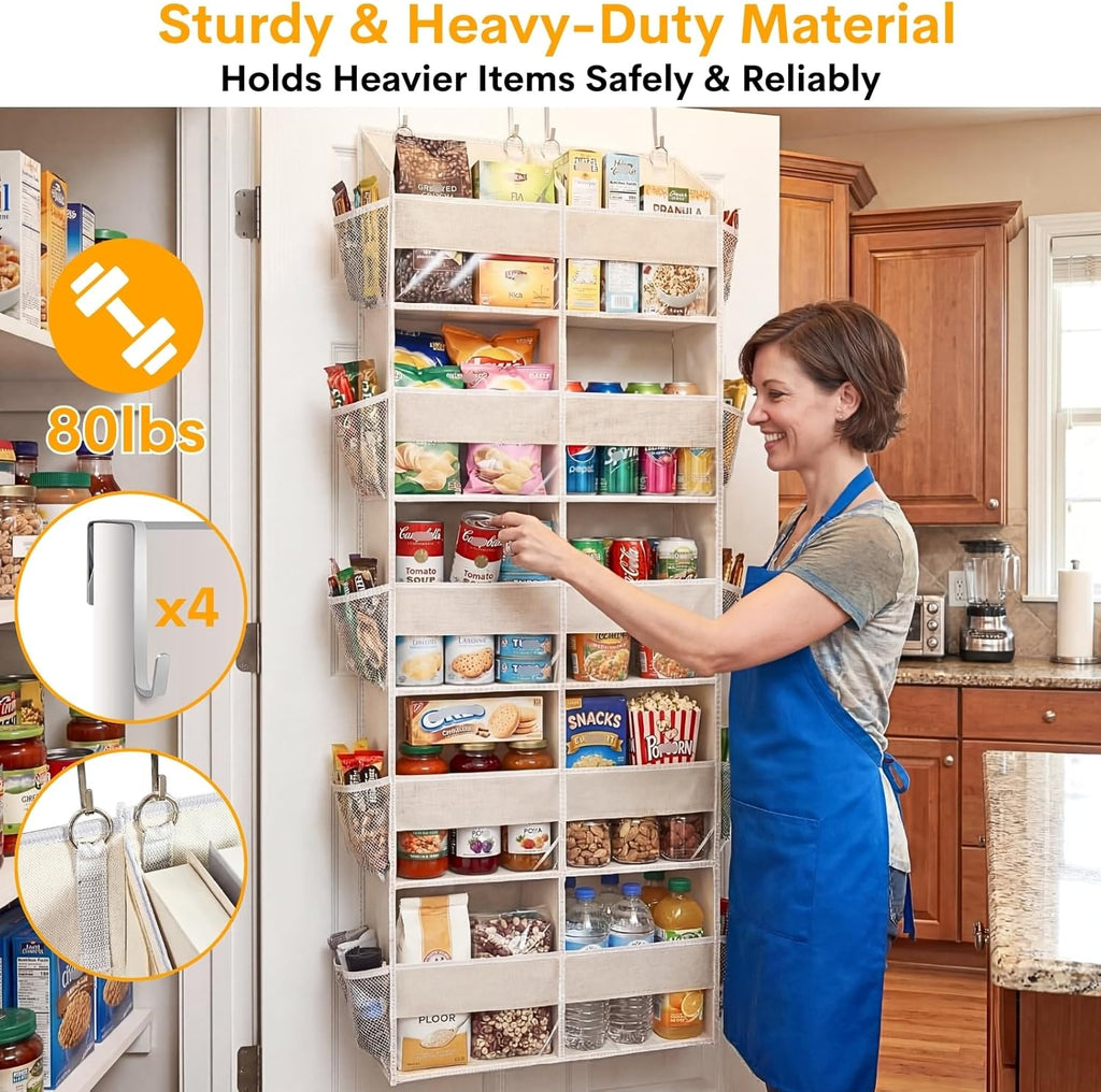 Ofiray Home Over The Door Organizer - Extra Large 5-Tier Storage with 10 Compartments | Beige, 80 lbs Capacity