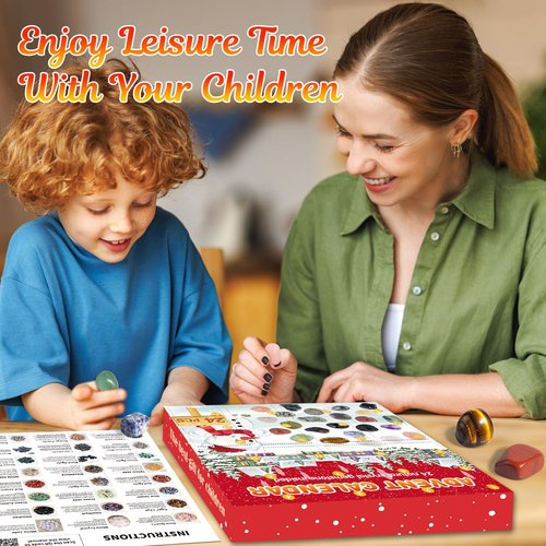 Crystal Advent Calendar 2025 - Gemstone Countdown Calendar with 24 Natural Minerals & Rocks for Kids
