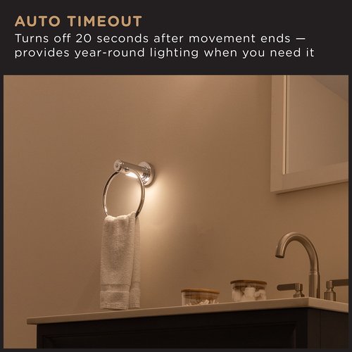 Enbrighten Towel Ring, Motion Sensing, Night Light, Battery Operated, Bathroom Lighting, Towel Holder, Hand Towel Holder, Towel Hanger for Bathroom, Kitchen, Chrome, 77235-P1