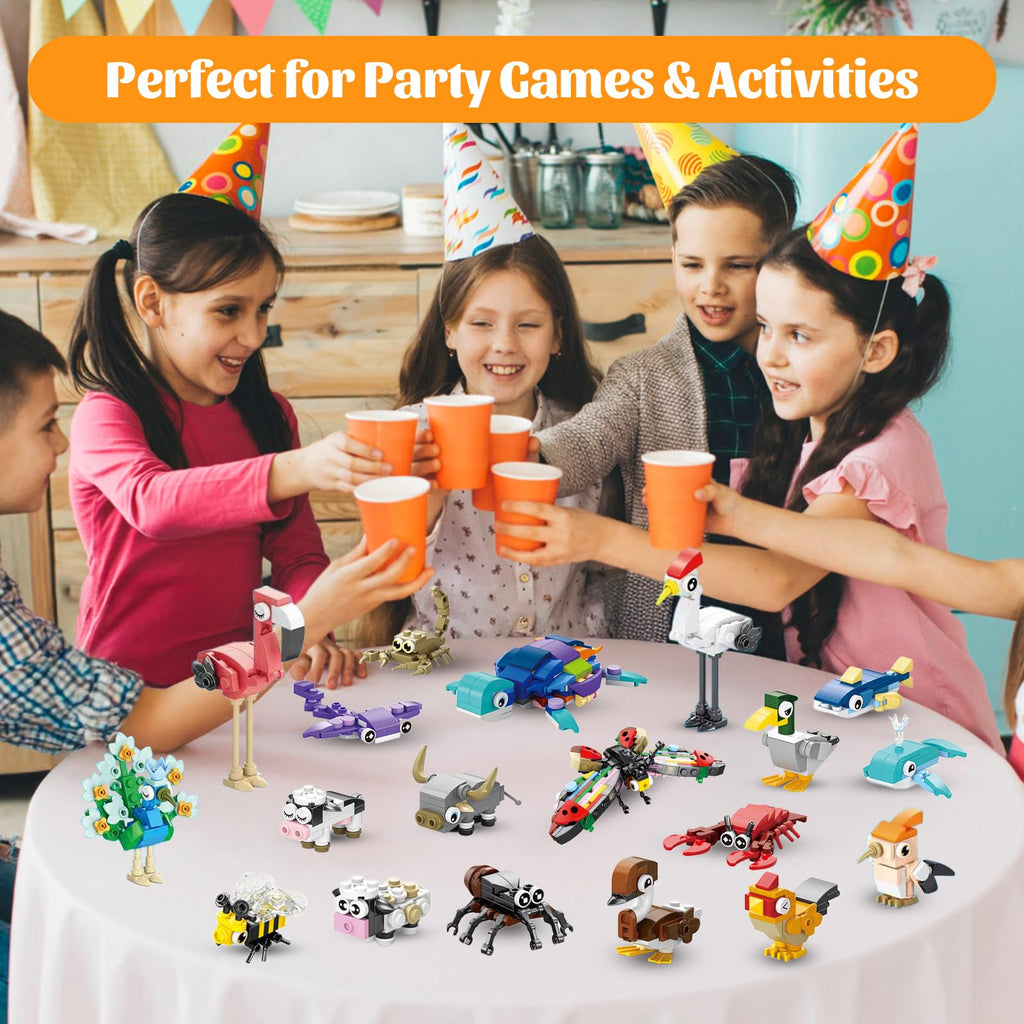 40 Packs Party Favors for Kids – 999+ PCS Animal Building Blocks, 4 Themes: Ocean Birds Insects Farm – DIY Toys for Boys Girls Ages 6-12, Goodie Bag Stuffers, Classroom Prizes, Easter Basket Stuffers