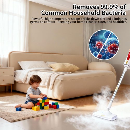 Multifunctional Steam Mop Cleaner – 6 in1 Rotated Steam Mop Cleaner with 300ml Tank, 16ft Cord, 12 Accessories for Hardwood, Tile, Carpet, Kitchen & Bathroom Cleaning
