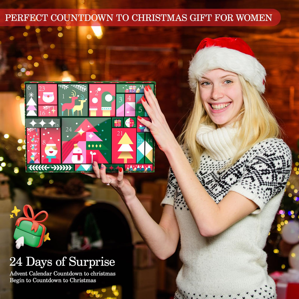Christmas Gifts for Women, Christmas 24 Pieces Beauty Fashion and Jewelry Bath Sets for Adult, Mom, Sister, Girl. Advent Calendar 2025 for Adult Women, Surprise Gift Baskets for Wife, Sister, Girls
