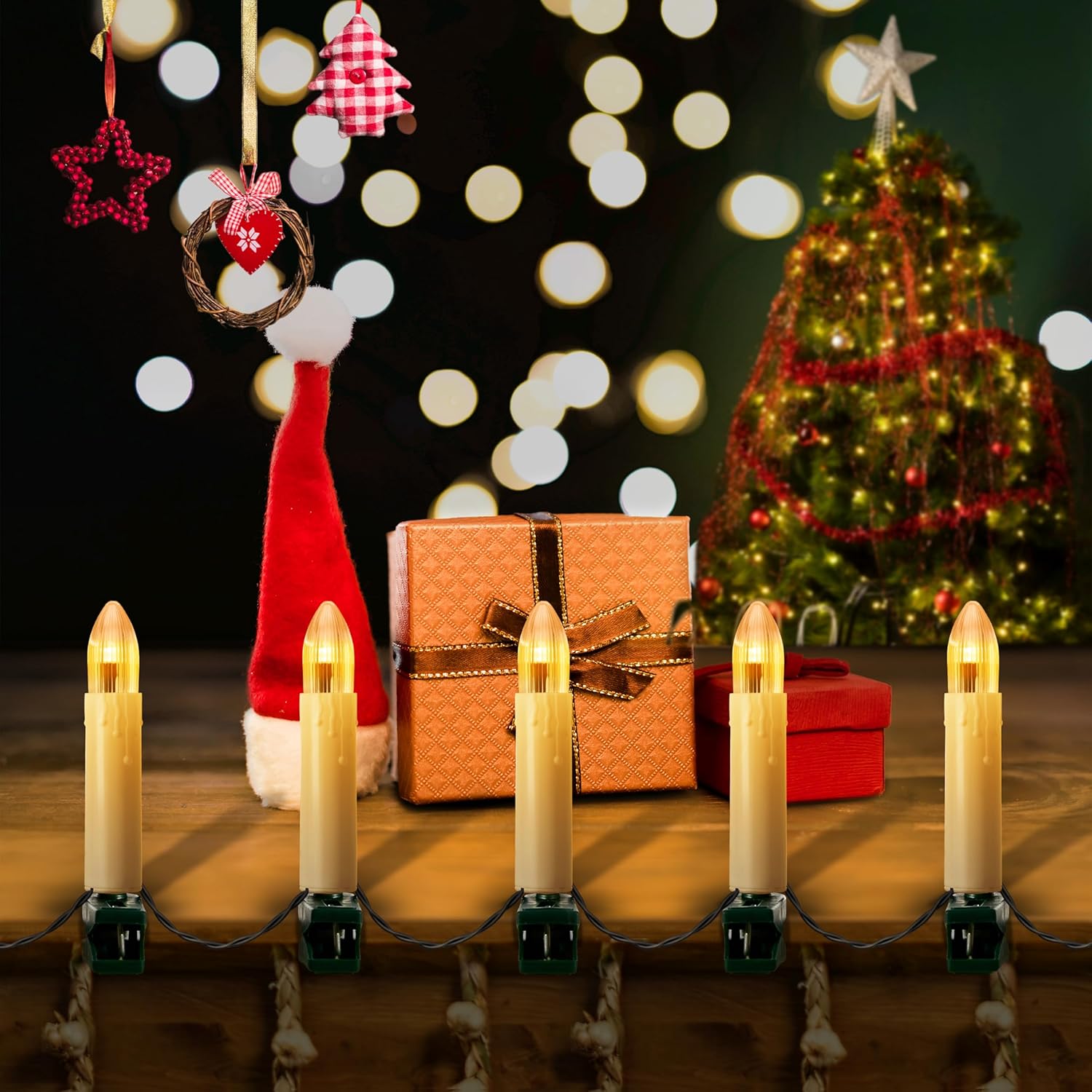 Skiennix 50 Pcs Flameless Christmas Candle Lights - 3 Color & 11 Mode Remote Control | 3D Flickering LED for Trees & Weddings