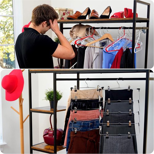 DEILSY™ 5-Tier Skirt Hangers - Space-Saving Metal Clips for Pants | 3-Pack Closet Organizer