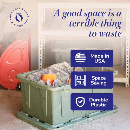 HOMZ 27 Gallon Heavy Duty Plastic Storage Bins - 2-Pack Green Camo Stackable Totes for Home & Garage