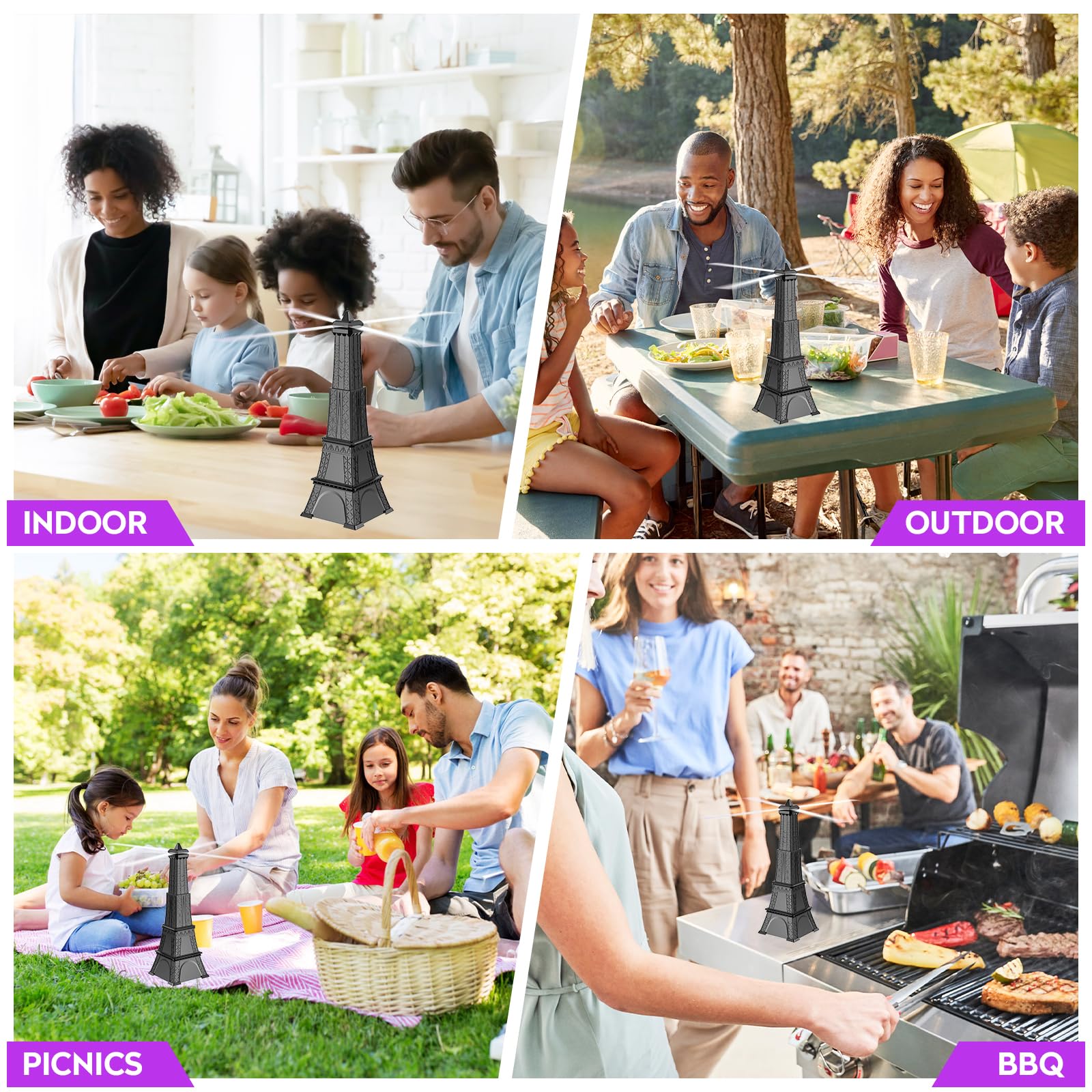 STUHAND Fly Fans for Tables, Fly Repellent Fan Keep Flies Away, Battery Powered Bug Fans with Holographic Blades for Picnic, BBQ, Restaurant, Party and Kitchen, Indoor and Outdoor 4 Pack