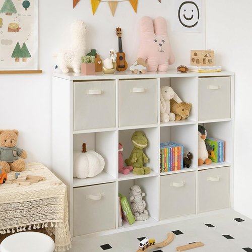 Granny Says Cube Storage - 13x13 Foldable Fabric Organizer Bins with Handle | Beige, 6-Pack