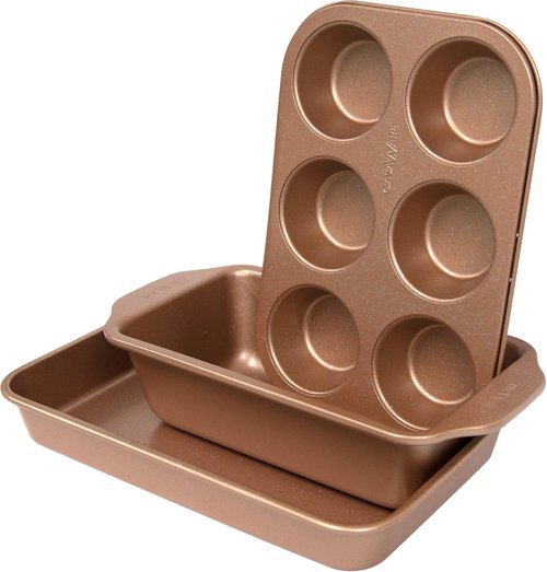 CasaWare Toaster Oven Set - 3-Piece Rose Gold Granite Collection for Stylish Cooking