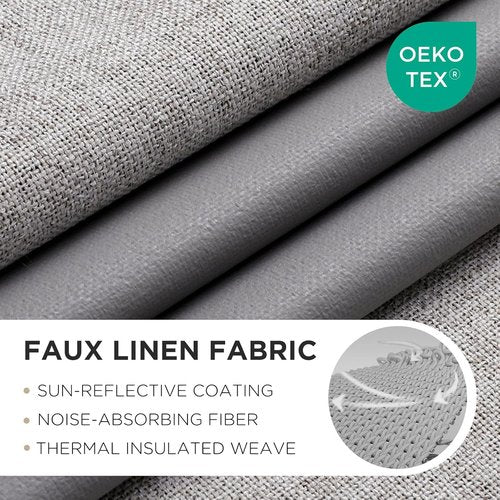 Joydeco Blackout Curtains - 84 Inch Linen Light Blocking Drapes | Thermal Insulated 2 Panel Set for Bedroom & Living Room