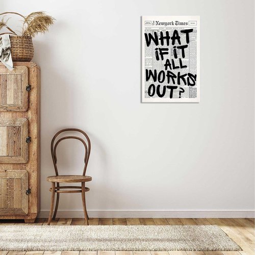 Drimiler Retro Black And White Newspaper Poster - Positive Affirming Canvas Wall Art | 16x24in Framed Decor