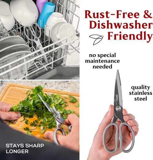 Gidli Premium Kitchen Scissors - Heavy Duty Stainless Steel Shears | Dishwasher Safe & Easy to Clean