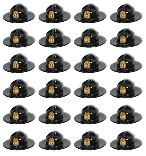 Beistle 24 Piece Police Chief Plastic Trooper Party Hats – Halloween Costume Accessory, Black