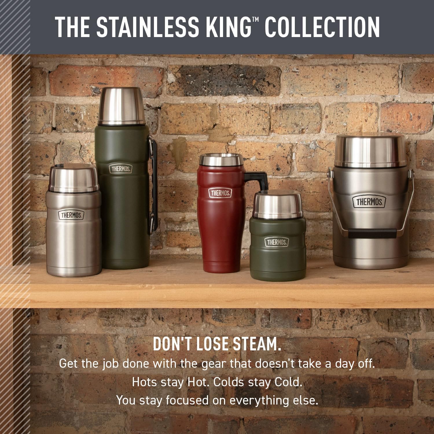 THERMOS Stainless King Travel Mug - 16oz Vacuum-Insulated, Midnight Blue - Leak-Proof Coffee Tumbler for Hot & Cold Drinks