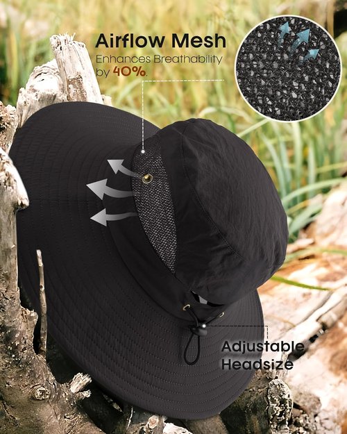 FURTALK Women's Sun Hat - Wide Brim Bucket Hat with Ponytail Hole | UPF 80+ Outdoor Protection