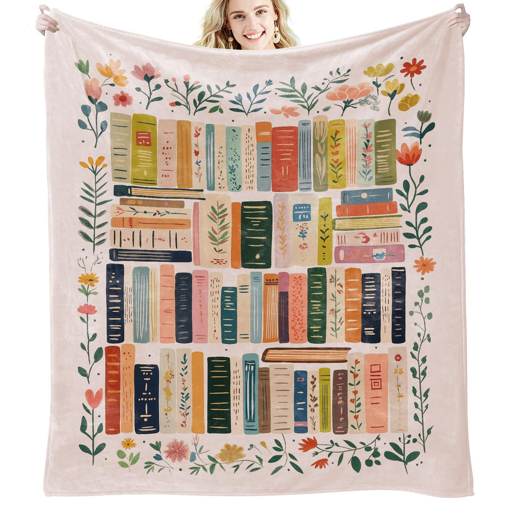 Mahrokh Book Lovers Gifts, Reading Blanket for Readers, Bookish Book Club Reading Librarian Gifts Blanket 60"x50" (Pink)