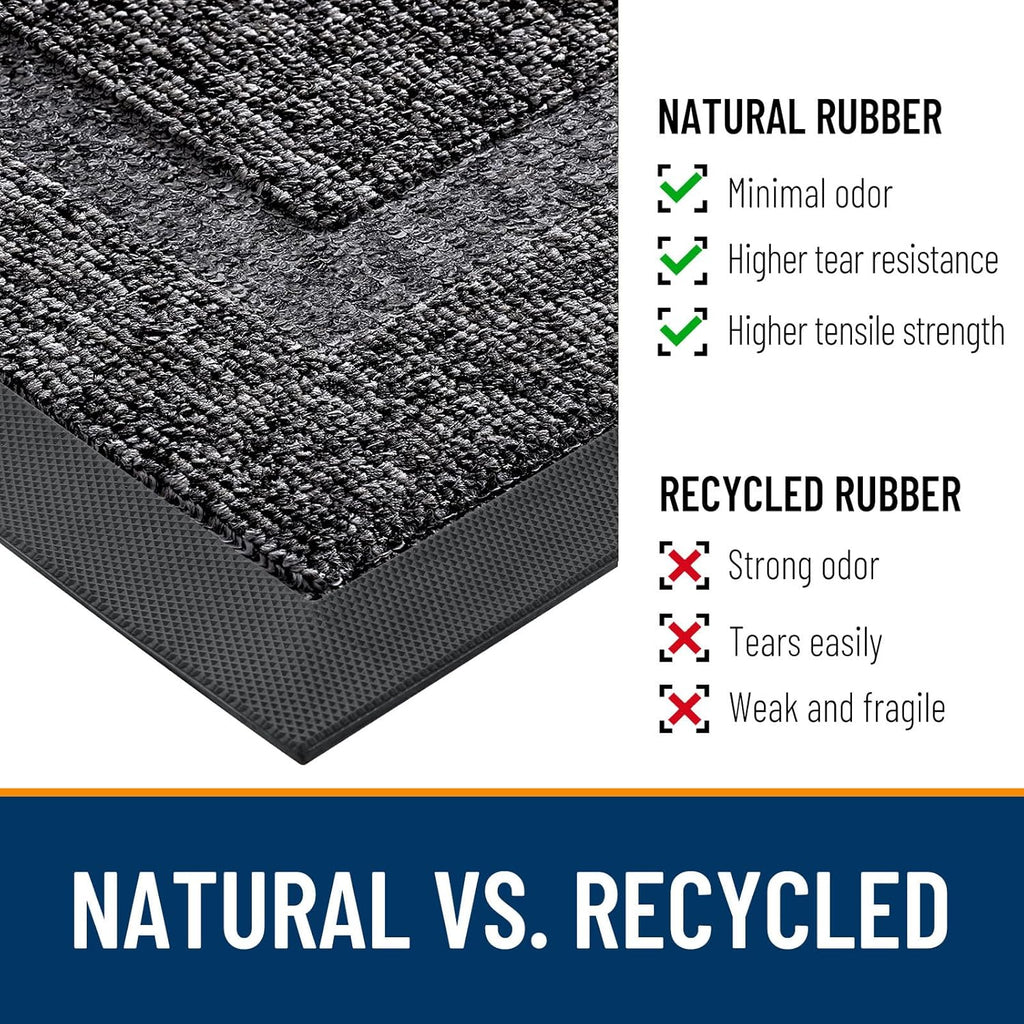 OLANLY Indoor Outdoor Front Door Mat - Waterproof All-Season Doormat, Low Profile, Easy Clean | 47x23, Black and White