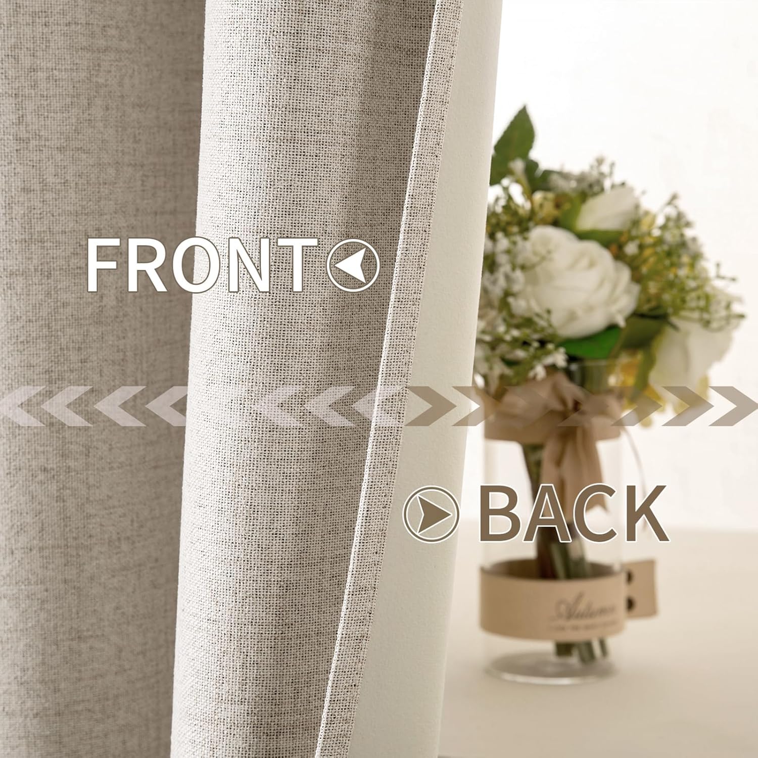 MIULEE Blackout Curtains - 100% Linen Textured Thermal Insulated Drapes | 52 x 54 Inch (2 Panels) for Bedroom & Living Room