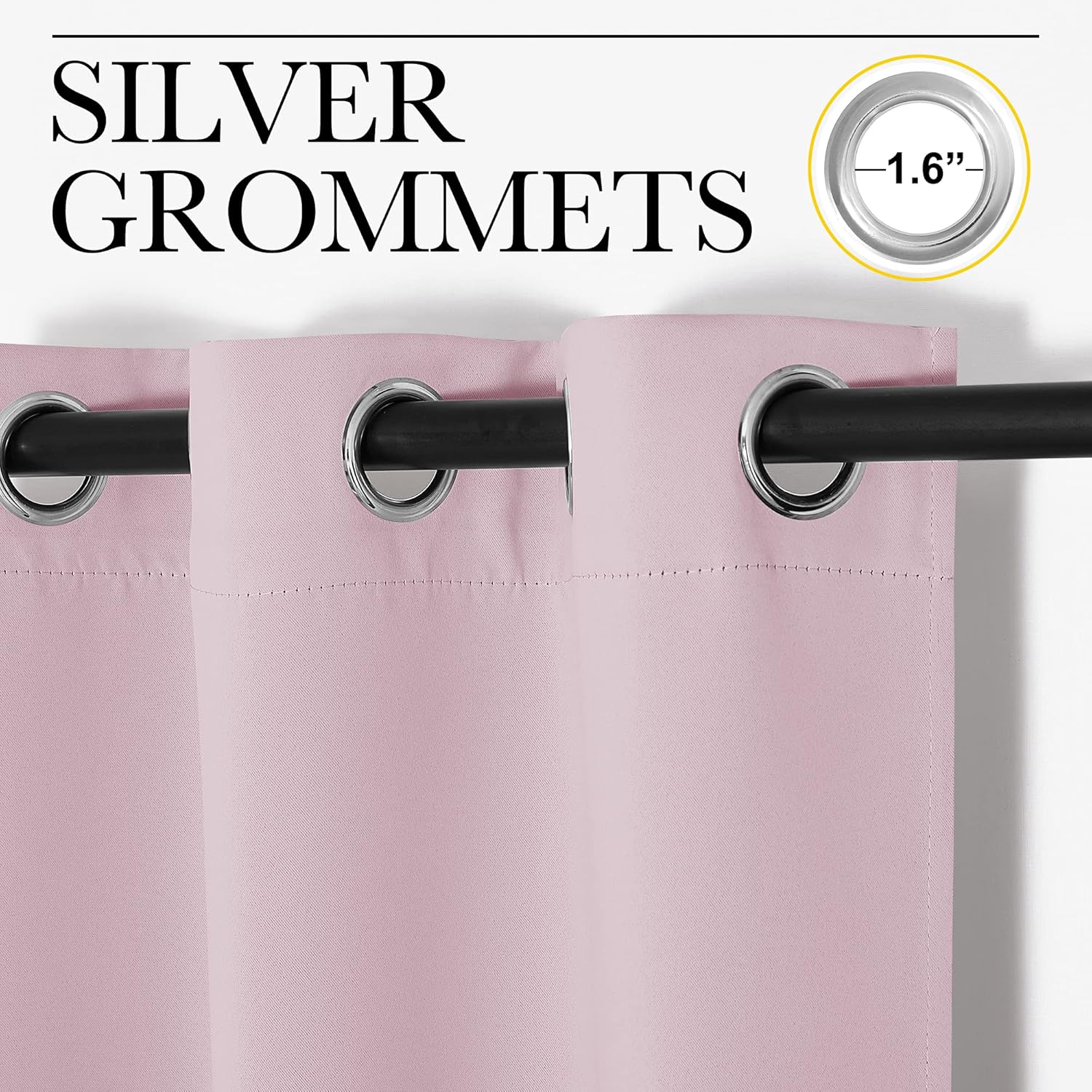 NICETOWN Blackout Curtains - Thermal Insulated Solid Grommet Drapes | Baby Pink, 42 x 63 Inches (1 Pair)