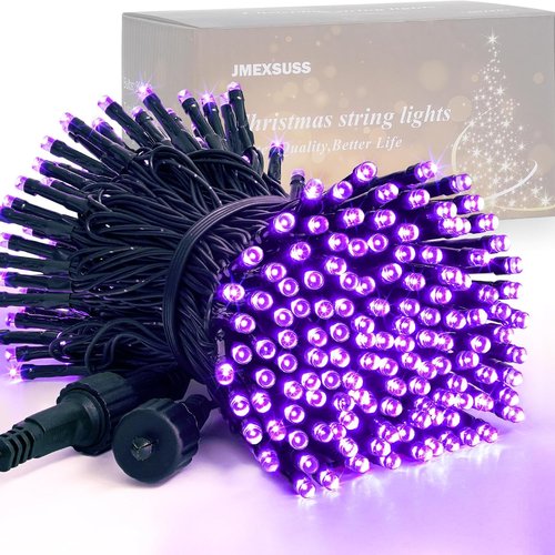 JMEXSUSS 200 LED Purple Christmas Lights - 66ft Connectable String Lights for Indoor/Outdoor Decor