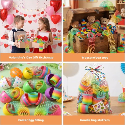 JOHOUSE Rainbow Magic Spring Toys - 12 PCS Colorful Plastic Party Favors for Kids | Fun Goodie Bag Stuffers