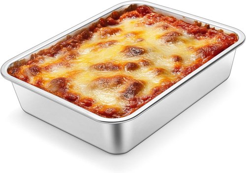 Homikit Lasagna Pan - 3 Inch Deep 9x13 Stainless Steel Baking Dish | Heavy-Duty Roasting Tray, Rustproof & Dishwasher Safe