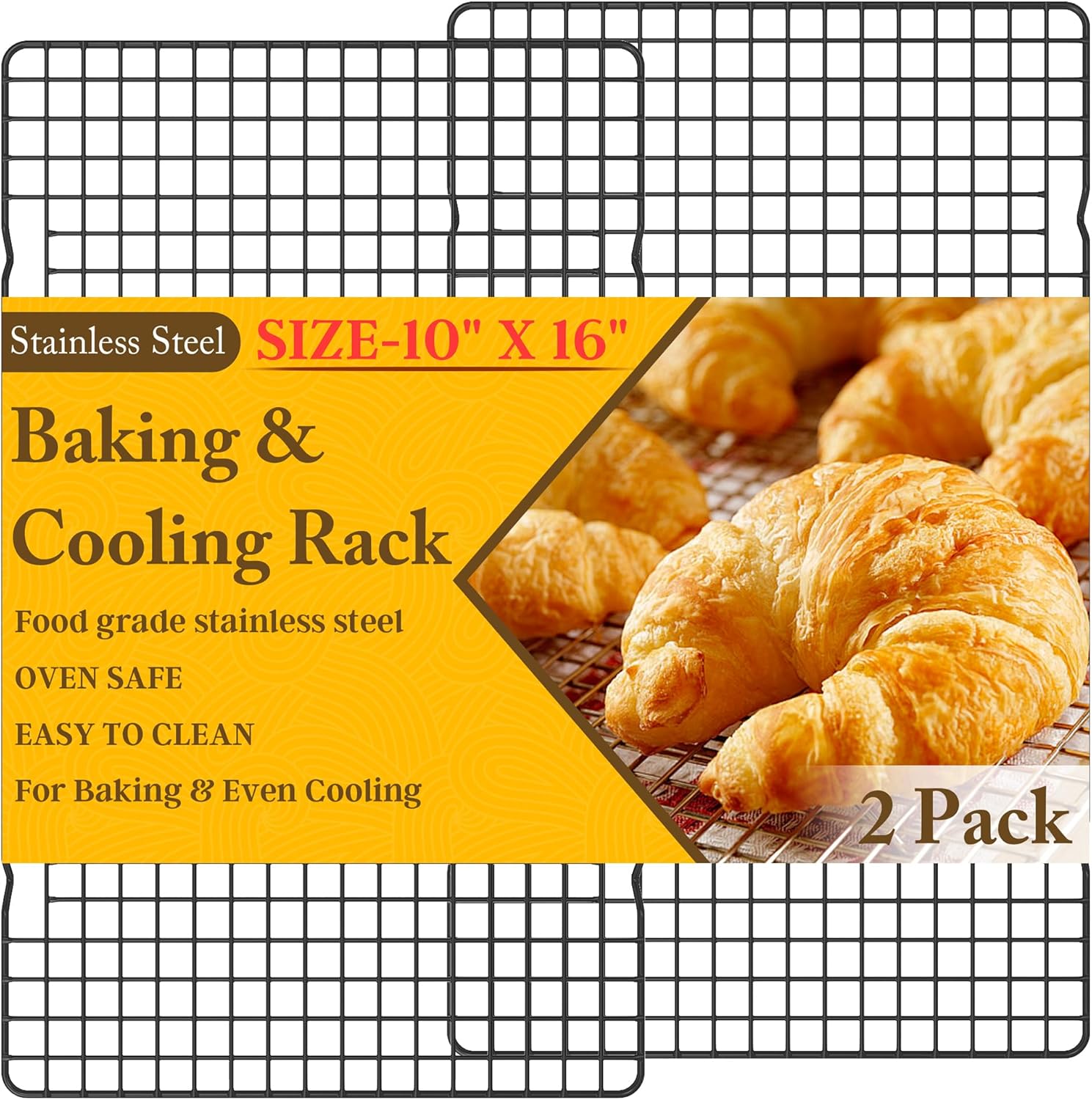 Skiennix Cooling Racks - Heavy Duty Stainless Steel Wire Rack for Baking & Grilling | 10" x 16" - Oven & Dishwasher Safe