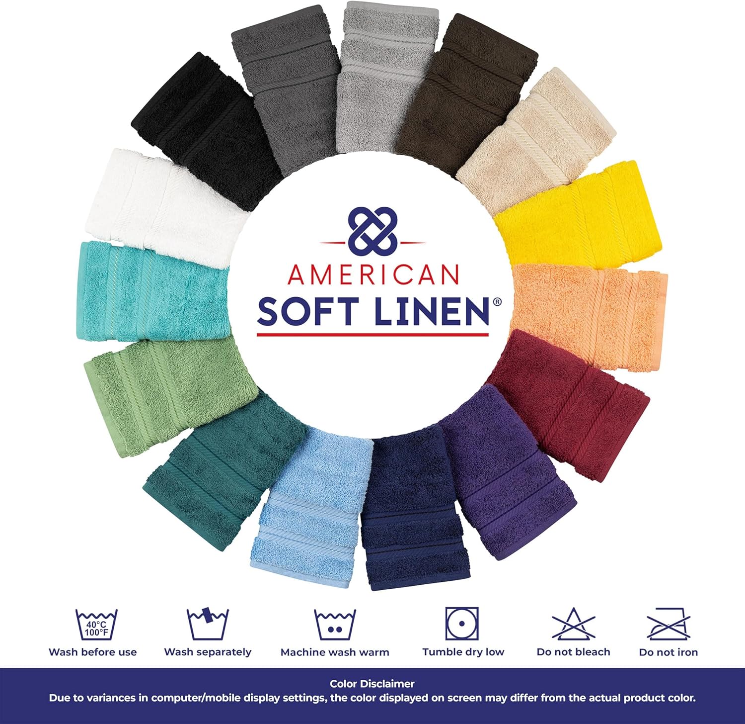 American Soft Linen Luxury Bath Towel Set - 4 Piece, 600 GSM 100% Cotton, Extra Large Navy Blue 27x54 in