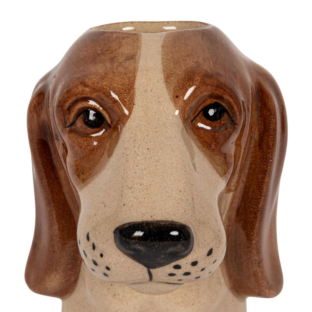 Creative Co-Op 4-Piece Hand-Painted Stoneware Dog Head Vase, Multicolor