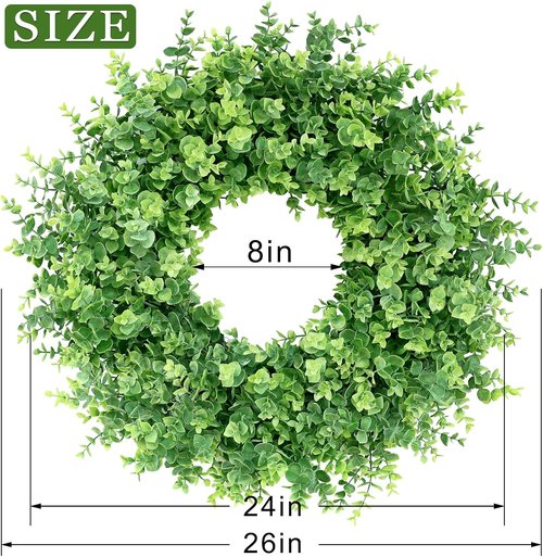 Boxwood Wreath - 26" Large Artificial Greenery for Front Door, Porch & Window | All-Season Home Decor