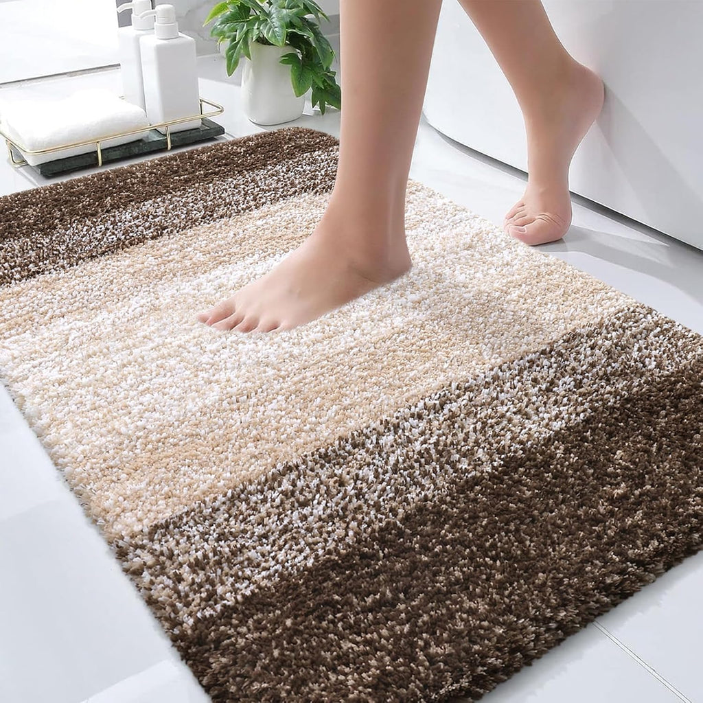 OLANLY Bathroom Rugs - Extra Soft Microfiber Mat, Quick Dry & Machine Washable | 34x21, Light Brown