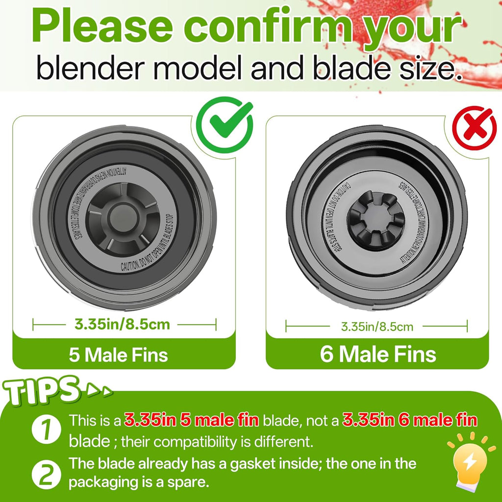 Ninja Blender Replacement Blade Assembly - 5 Fins Extractor Blade, 3.35in Compatible with QB3000 Series