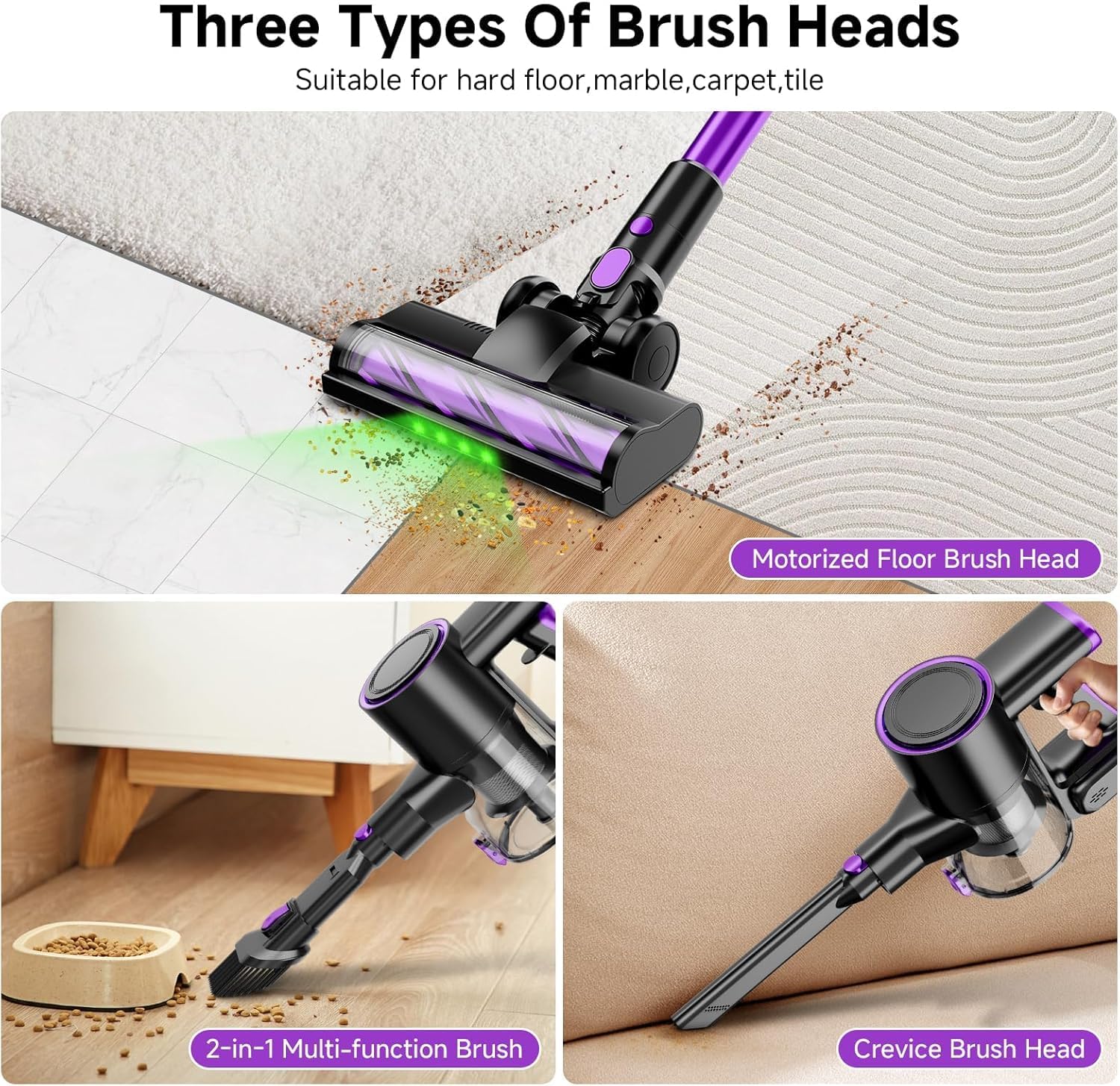 Skiennix Cordless Vacuum Cleaner - 40Kpa Powerful Suction | Lightweight 8-in-1 Design for Hard Floors (Black)