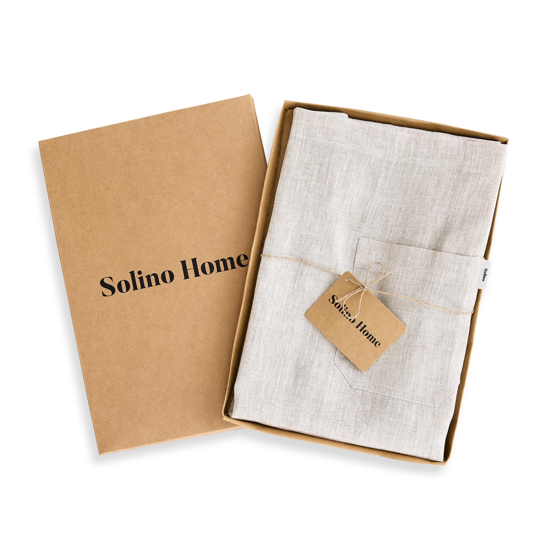 Solino Home Linen Kitchen Apron for Men & Women - Light Natural Bib Apron with Front Pockets - Handcrafted from European Flax