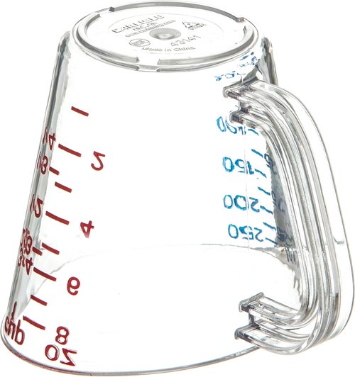 Carlisle FoodService Products 4314107 Commercial Plastic Measuring Cup, 1 Cup, Clear (Pack of 12)