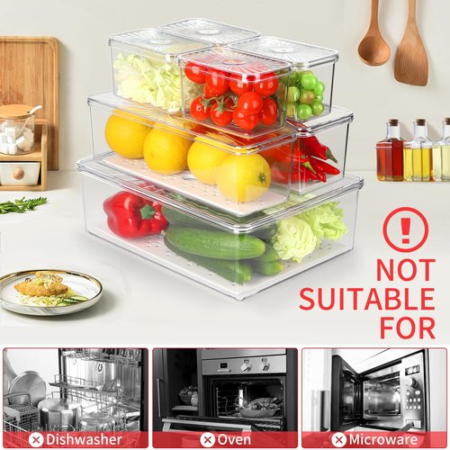 CANTAMI 13 Pack Fridge Organizers Bins and Storage, PBA Free Refrigerator Organizer with Lids, Stackable Food Storage Bins for Kitchen, Countertops, Cabinets, Fridge, Drinks, Fruits, Vegetable
