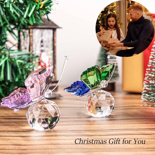 H&D Hyaline & Dora Handmade K9 Crystal Butterfly Figurines - Elegant Glass Decor for Home & Weddings