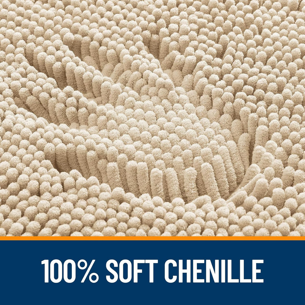 OLANLY Large Bath Rugs - Extra Soft Chenille with Quick-Dry Rubber Backing | 44x32 Inches, Beige