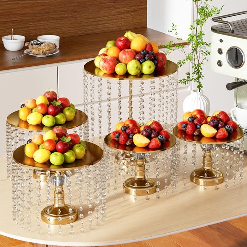 5-Piece Tiered Cake Stand Set Gold Cake Stands for Wedding, Birthday & Halloween, Dessert Table Display Set with Large/Medium/Small Cupcake Stands, Ideal for Catering Displays Food Stands, Elegant Party Decor & Buffet Table Decorations