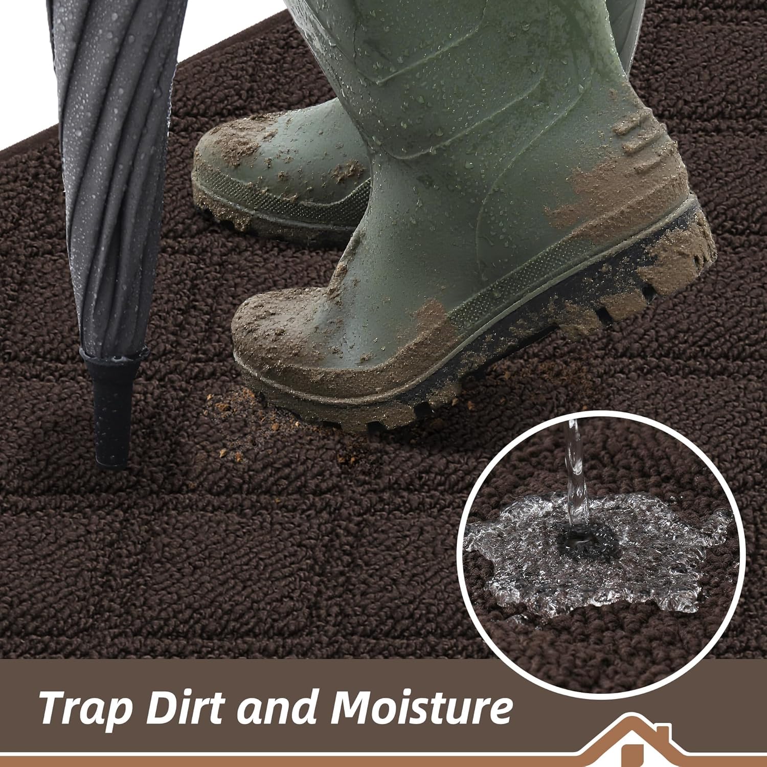 BEQHAUSE Dirt Trapper Door Mat - Non-Slip, Washable, Absorbent Entrance Mat | 20" x 32", Brown