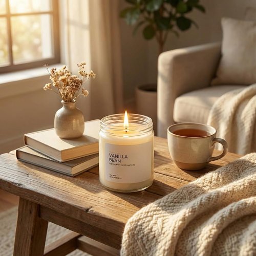 1OAK Vanilla Bean Candle - Hand-Poured Soy Wax Scented Candle for Home - 7oz.