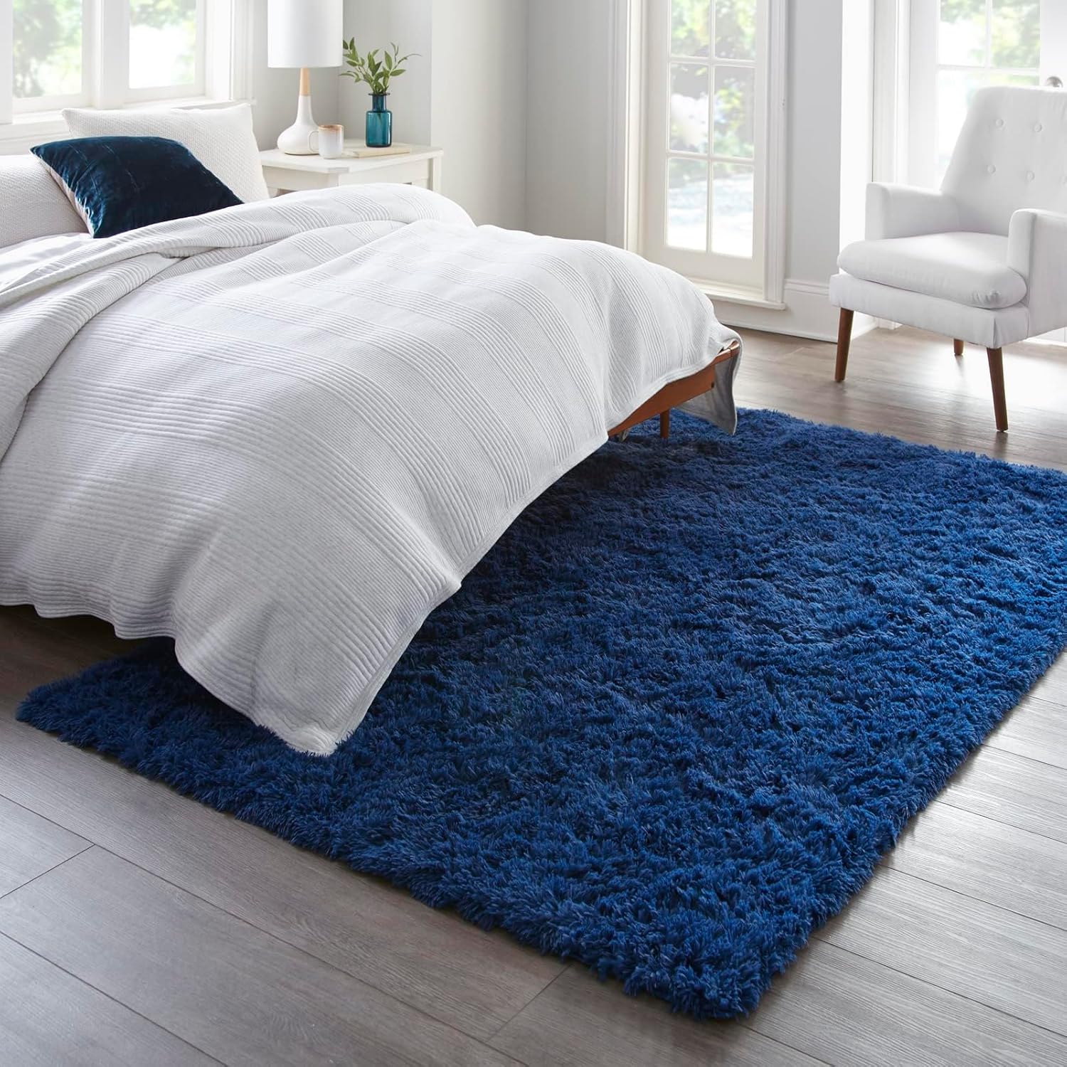 Ophanie 5x8 Blue Area Rug - Soft Plush Shaggy Carpet for Living Room & Kids' Nursery Decor