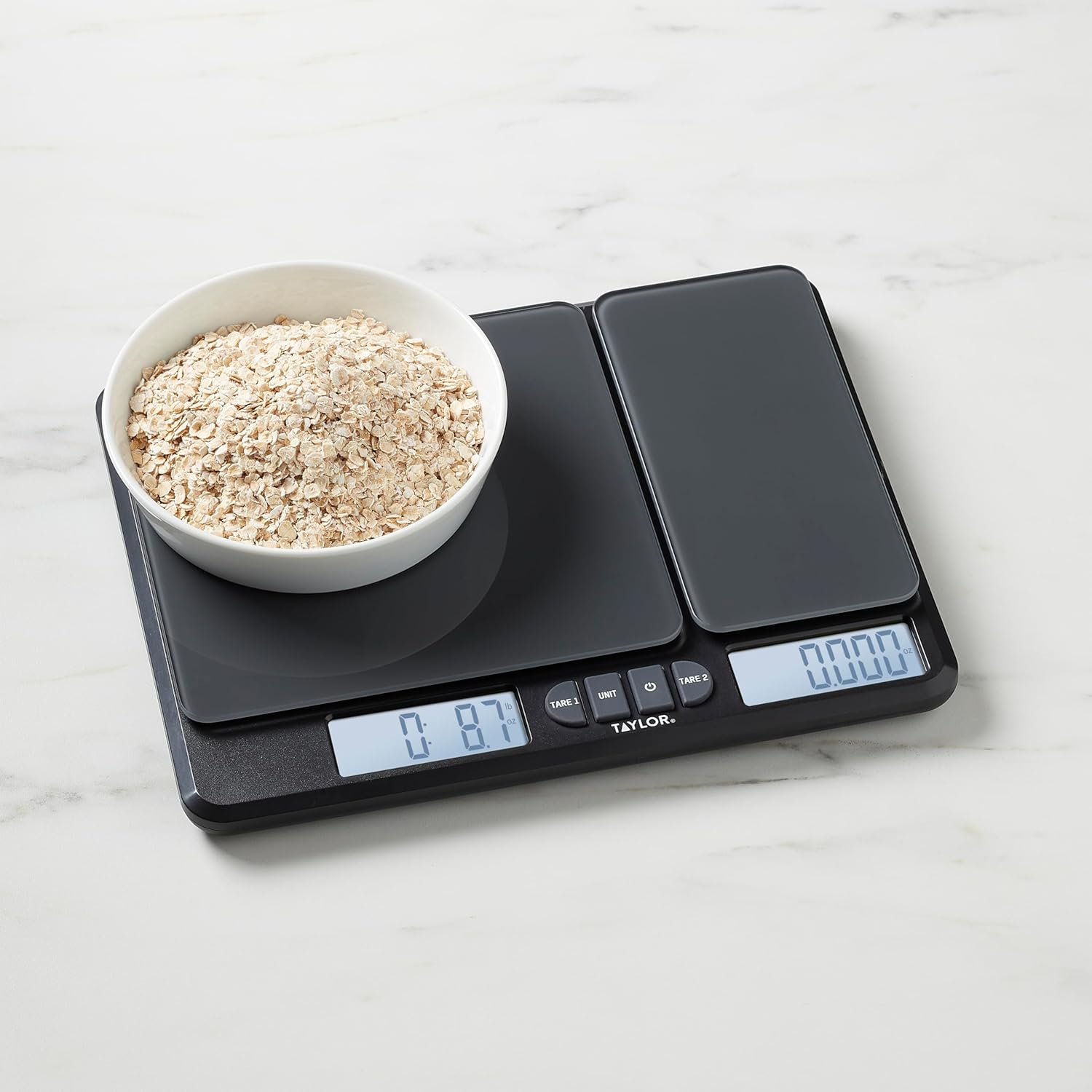 Taylor Dual Platform Kitchen Scale - Digital Grams & Ounces for Weight Loss & Cooking | 15lb Capacity, Black