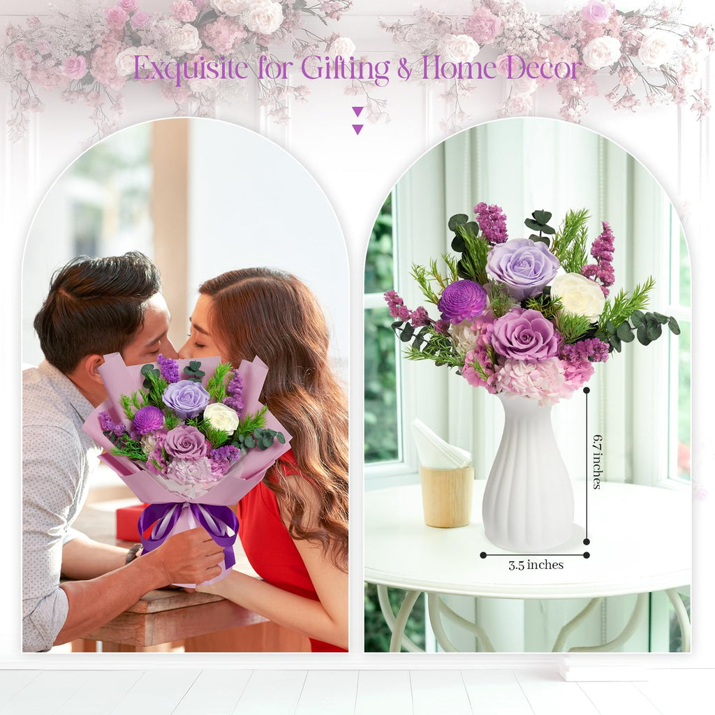Preserved Flowers Bouquet - Birthday Gifts for Women, Real Flowers for Delivery Prime, Long-Lasting Eternal Rose for Her on Valentines Mothers Day Christmas Anniversary (Purple)